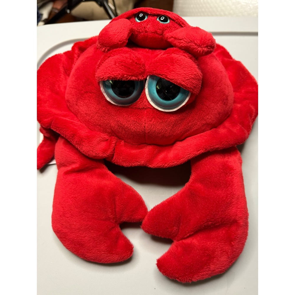 The Petting Zoo Red Crab Plush Stuffed Animal with Baby Big Blue Eyes 2015